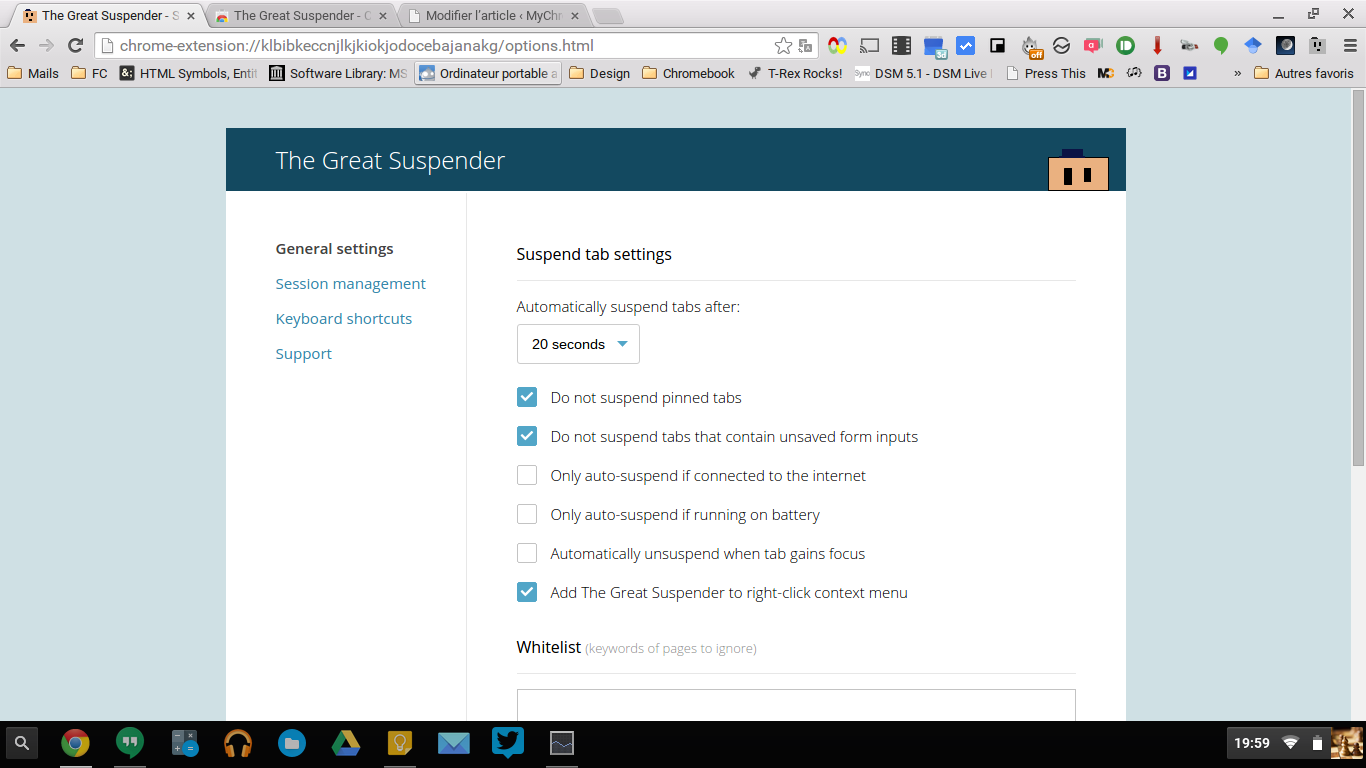 The Great Suspender setting
