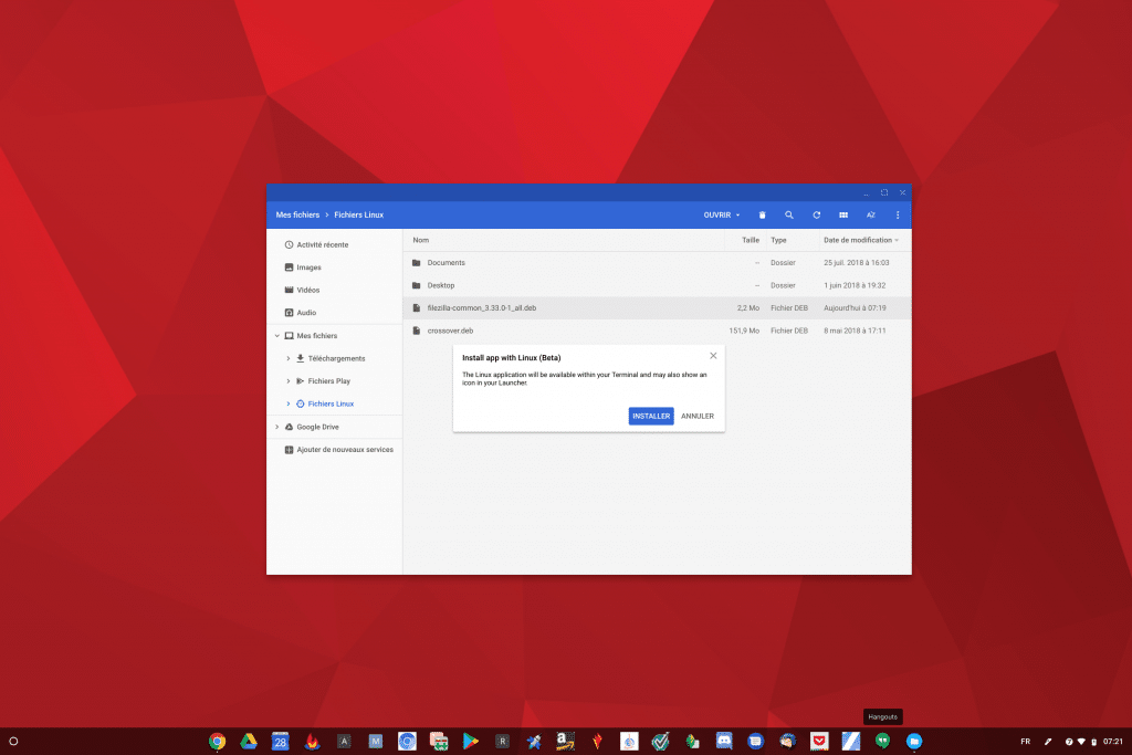 installation d'un paquet debian sur ChromeOS