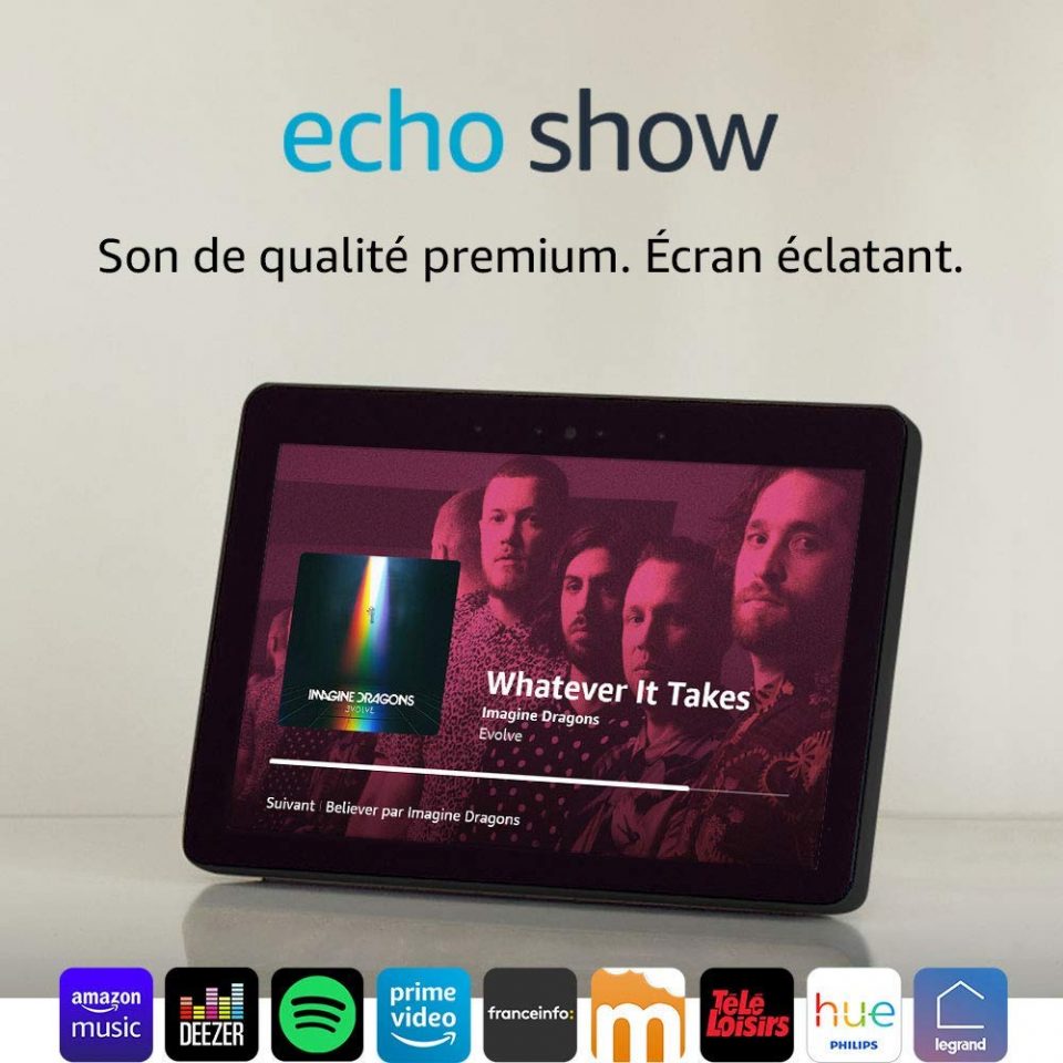 Echo Show (2ème génération) - Son de qualité premium et écran HD 10" éclatant, Noir