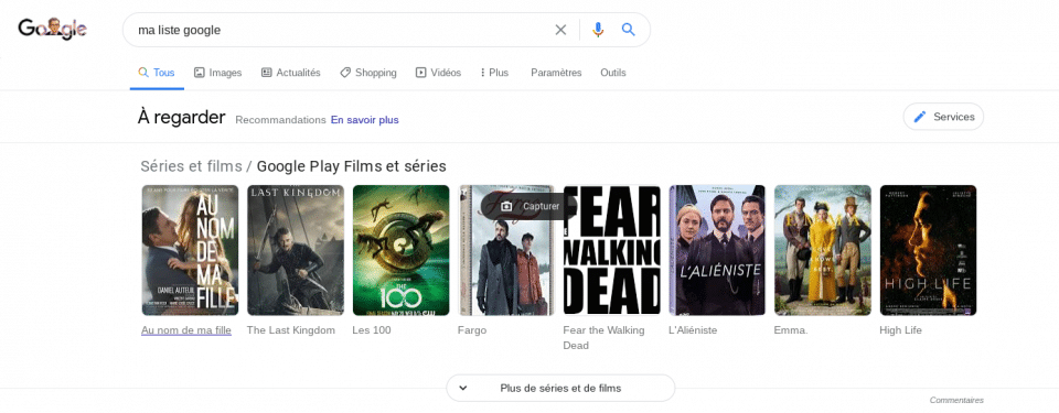Ma liste de films sur Google 