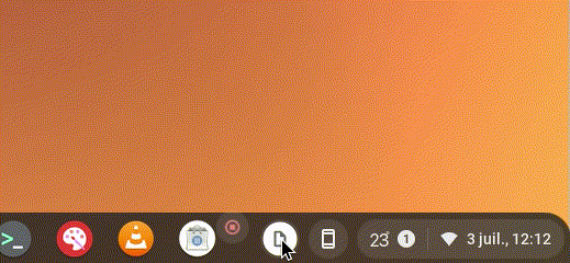 Une nouvelle icône apparaît dans Tote dans le menu d'état de Chrome OS