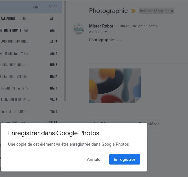 Comment enregistrer dans Google Photos des photographies reçu dans Gmail