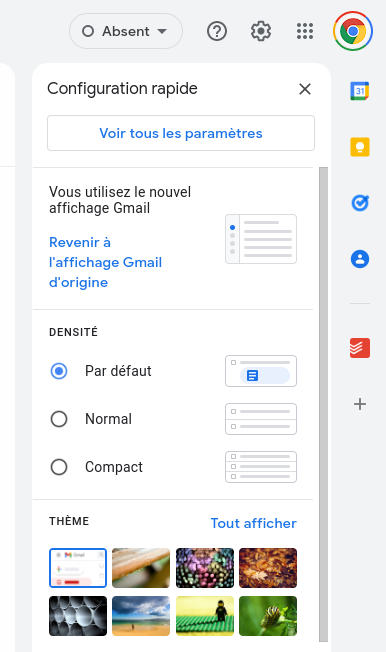 Gmail change dans la présentation des outils disponible qu’il intègre dans son espace
