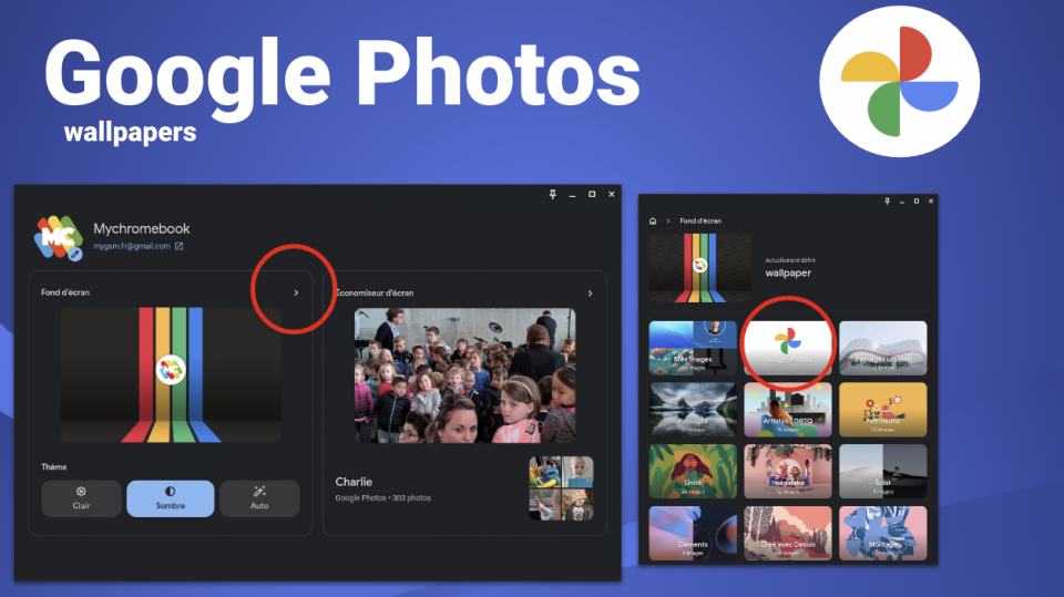 Google Photos comme source de fond d’écran